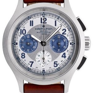 Hamilton Herrklocka H76516557 Khaki Aviation Silverfärgad/Läder