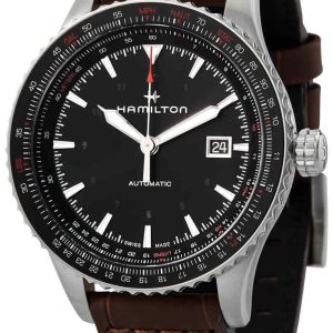 Hamilton Herrklocka H76615530 Khaki Aviation Svart/Läder Ø42 mm