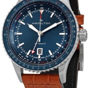 Hamilton Herrklocka H76715540 Khaki Aviation Blå/Läder Ø44 mm