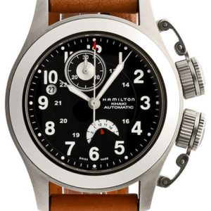 Hamilton Herrklocka H77716533 Khaki Svart/Läder Ø43 mm