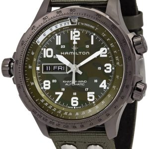 Hamilton Herrklocka H77775960 Khaki Aviation Grön/Läder Ø45 mm