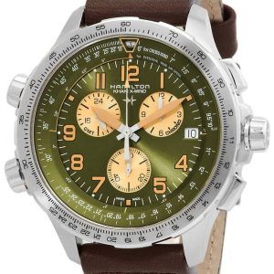 Hamilton Herrklocka H77932560 Khaki Aviation Grön/Läder Ø46 mm