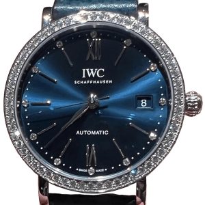 IWC Damklocka IW658602 Portofino Blå/Läder ⌀37 mm