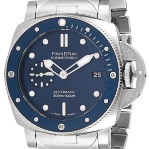 Panerai Herrklocka PAM02068 Submersible Blå/Stål ⌀42 mm