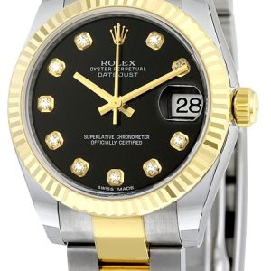 Rolex Damklocka 178273-0045 Datejust 31 Svart/Stål ⌀31 mm