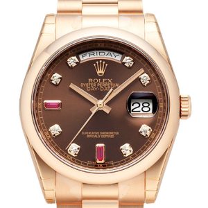 Rolex Herrklocka 118205F-0104 Day-Date 36 Brun/18 karat roséguld