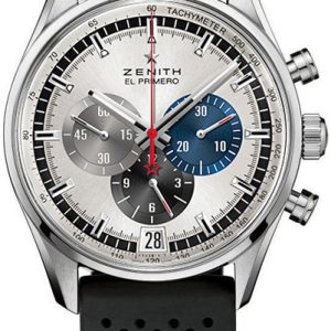 Zenith Herrklocka 03.2040.400-69.R576 El Primero Silverfärgad/Gummi