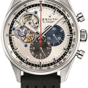 Zenith Herrklocka 03.2040.4061-69.R576 El Primero Silverfärgad/Gummi