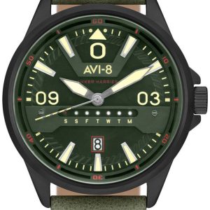 AVI-8 Hawker Harrier Ii Herrklocka AV-4063-04 Grön/Läder ⌀44 mm