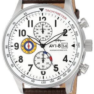 AVI-8 Herrklocka AV-4011-01 Hawker Hurricane Vit/Läder ⌀42 mm