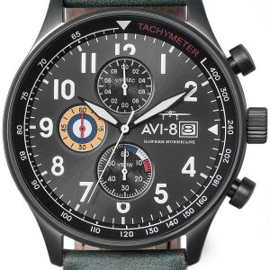 AVI-8 Herrklocka AV-4011-0D Hawker Hurricane Grå/Läder ⌀42 mm