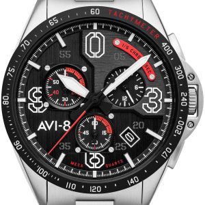 AVI-8 Herrklocka AV-4077-11 P-51 Mustang Svart/Stål ⌀43 mm