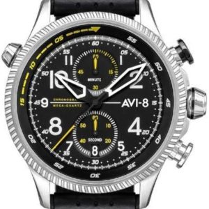 AVI-8 Herrklocka AV-4080-01 Hawker Hunter Svart/Läder ⌀44 mm