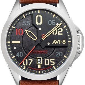 AVI-8 Herrklocka AV-4086-01 P-51 Mustang Svart/Läder ⌀43 mm