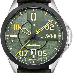 AVI-8 Herrklocka AV-4086-03 P-51 Mustang Grön/Läder ⌀43 mm