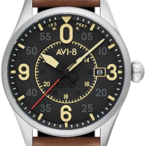 AVI-8 Herrklocka AV-4090-01 Spitfire Svart/Läder ⌀42 mm