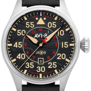 AVI-8 Herrklocka AV-4097-03 Hawker Hurricane Svart/Läder ⌀46 mm