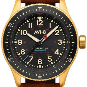 AVI-8 Herrklocka AV-4099-RBL05 Flyboy Svart/Läder ⌀40 mm