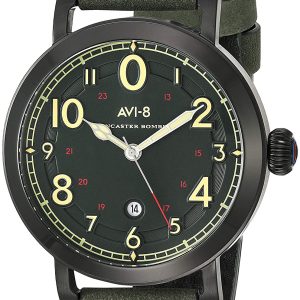 AVI-8 Lancaster Bomber Herrklocka AV-4067-03 Grön/Läder ⌀44 mm