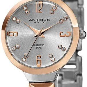 Akribos XXIV Damklocka AK793TTR Diamond Silverfärgad/Roséguldstonat