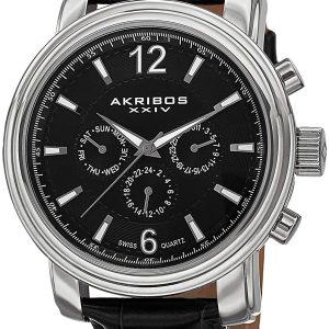 Akribos XXIV Herrklocka AK734SSB Svart/Läder ⌀47 mm