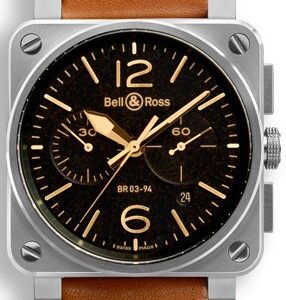 Bell & Ross BR 03-94 Herrklocka BR0394-ST-G-HE-SCA Svart/Läder