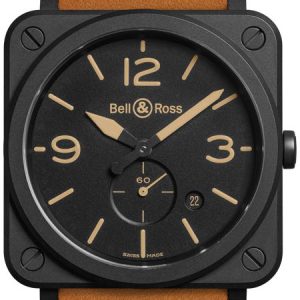 Bell & Ross BR-S-HERITAGE-CERAMIC Br S Quartz Svart/Läder