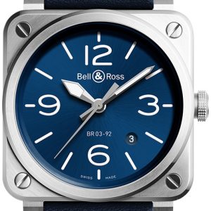 Bell & Ross Herrklocka BR-03-92-BLUE-STEEL Instruments Blå/Läder