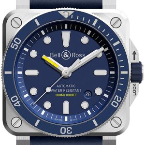 Bell & Ross Herrklocka BR-03-92-DIVER-BLUE Instruments Blå/Gummi