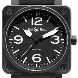 Bell & Ross Herrklocka BR0192-BL-CA BR 01-92 Svart/Gummi ⌀46 mm