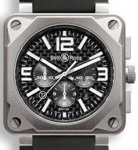 Bell & Ross Herrklocka BR0194-TI-PRO-FIB BR 01-94 Svart/Gummi