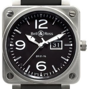 Bell & Ross Herrklocka BR0196-BL-ST BR 01-96 Svart/Gummi ⌀46 mm