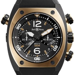 Bell & Ross Herrklocka BR02-CHR-BICOLOR BR 02-94 Svart/Gummi ⌀44