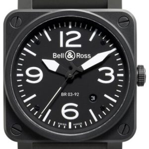 Bell & Ross Herrklocka BR0392-BL-CA BR 03-92 Svart/Gummi ⌀42 mm