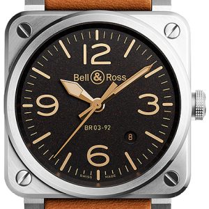 Bell & Ross Herrklocka BR0392-GH-ST-SCA BR 03-92 Svart/Läder