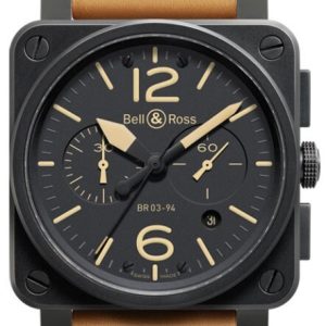 Bell & Ross Herrklocka BR0394-HERITAGE BR 03-94 Svart/Läder ⌀42