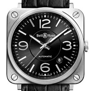 Bell & Ross Herrklocka BRS92-BL-ST BR S Mecanique Svart/Läder