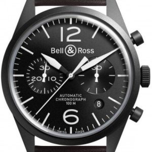 Bell & Ross Herrklocka BRV126-BL-CA-SCA BR 126 Svart/Läder ⌀41