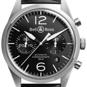 Bell & Ross Herrklocka BRV126-BL-ST-SCA BR 126 Svart/Läder ⌀41