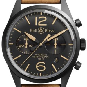 Bell & Ross Herrklocka BRV126-HERITAGE BR 126 Svart/Läder ⌀41 mm