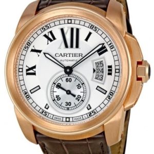 Cartier Calibre de Cartier Herrklocka W7100009 Silverfärgad/Läder