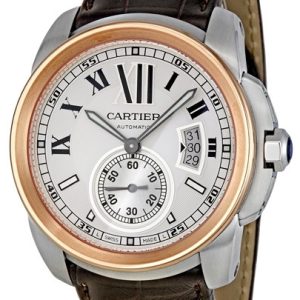 Cartier Calibre de Cartier Herrklocka W7100039 Silverfärgad/Läder