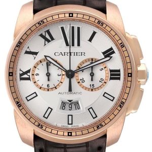 Cartier Calibre de Cartier Herrklocka W7100044 Silverfärgad/Läder