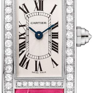 Cartier Damklocka WB710015 Tank Americaine Silverfärgad/Läder