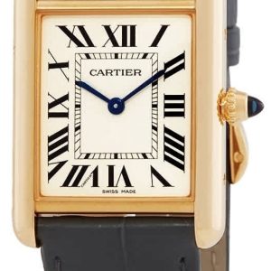 Cartier Damklocka WGTA0067 Tank Louis Vit/Läder