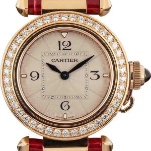 Cartier Damklocka WJPA0017 Pasha De Vit/Läder ⌀30 mm