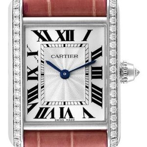 Cartier Damklocka WJTA0011 Tank Louis Silverfärgad/Läder