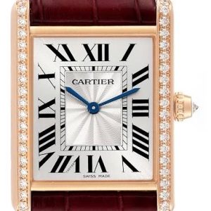 Cartier Damklocka WJTA0014 Tank Louis Silverfärgad/Läder