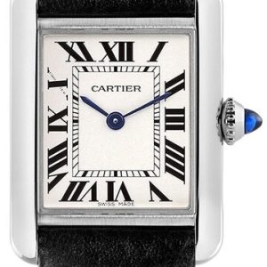 Cartier Damklocka WSTA0042 Tank Must De Silverfärgad/Läder