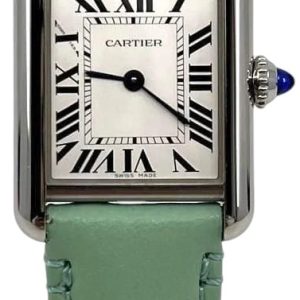 Cartier Damklocka WSTA0061 Tank Must de Silverfärgad/Läder